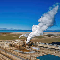 Aerial View of a geothermal Energy Plant in the Imperial Valley of California near the Salton Sea. 