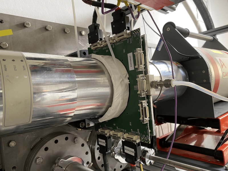 You can't see what is happening, but inside this equipment superheavy elements are being created and a times a week one lasts long enough to measure its reactivity.