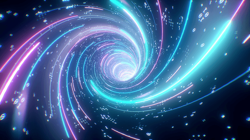 Abstract swirling patterns representing time travel.