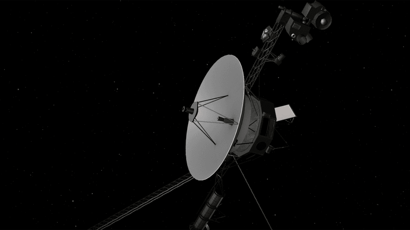 Artist rendition of voyager. Its antenna is the largest feature.