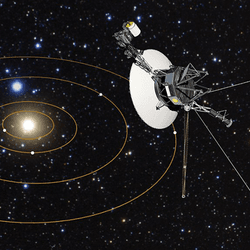 Voyager looking back at the solar system (artist impression).